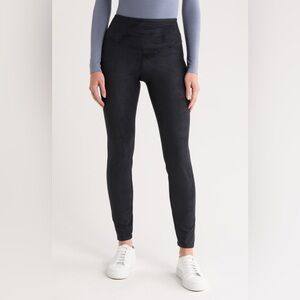 Yummie Faux Suede Signature Waistband Black Leggings M NWT YT2-001